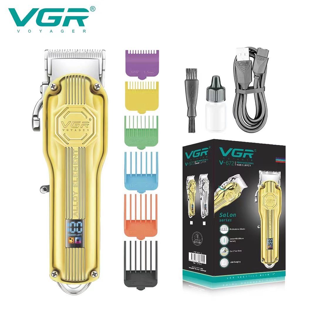 ماكينة VGR V-672 الاحترافية الكاملة بتصميم معدني فاخر.