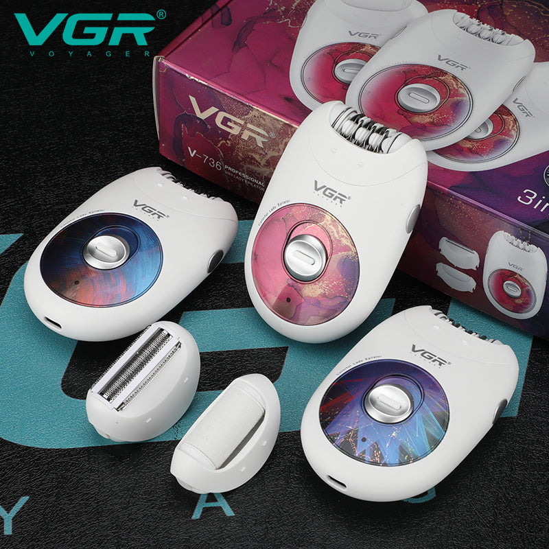 ماكينة أزاله الشعر VGR 736 3-in-1 السر إلى بشرة ناعمة تدوم أسابيع.