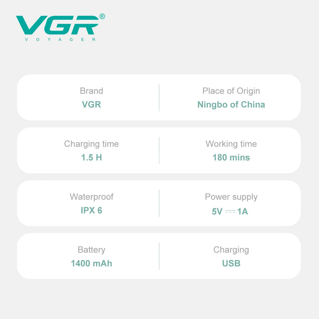 ماكينة أزالة الشعر VGR V-759 مجموعة العناية الشخصية 5 في 1 للمرأة العصرية.