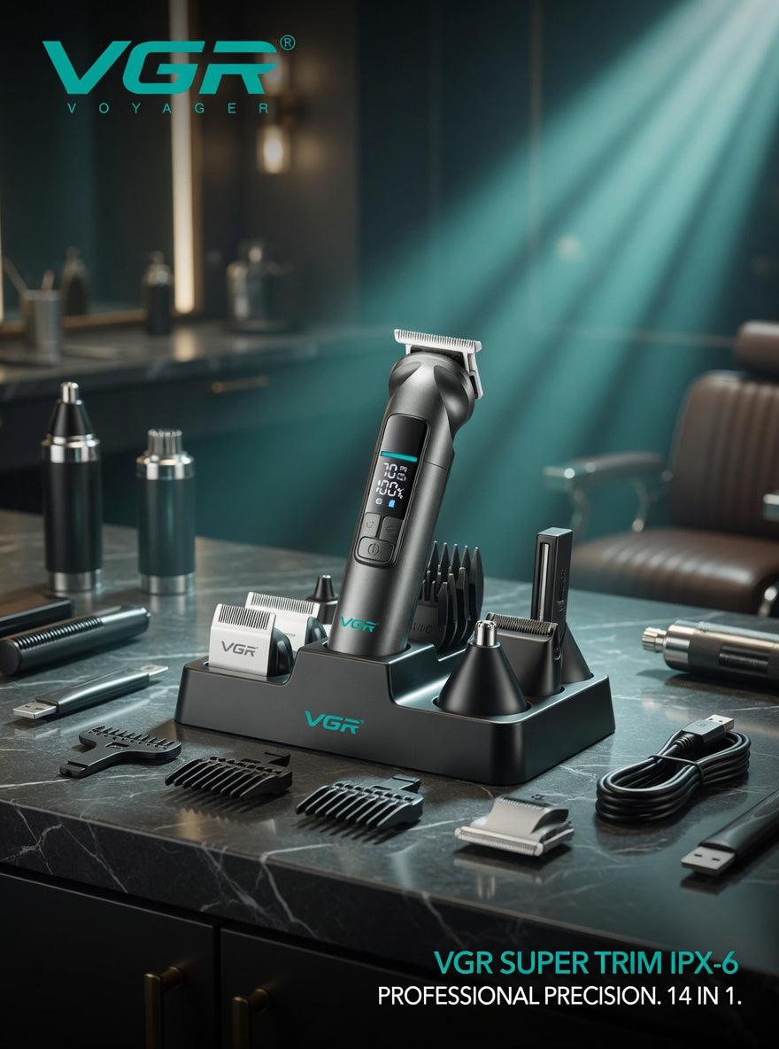 ماكينة VGR V-096 مجموعة العناية الرجالية الكاملة 14 في 1